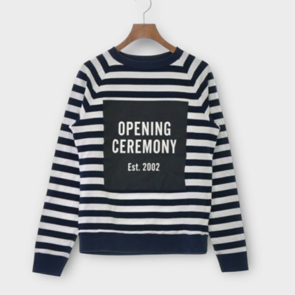 Opening Ceremony Pullover Sweatshirt Women's XS Navy Blue White Long Sleeve